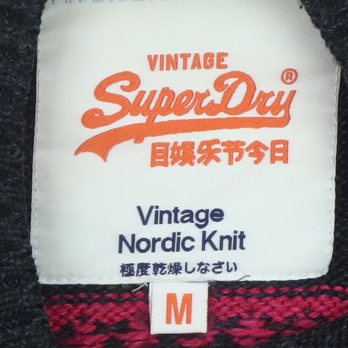 SuperDry Women's Black Fair Isle Wool Blend Jumper M