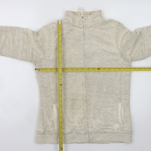 Weird Fish Women Beige Cotton Blend Full Zip Knit Jacket Size 12