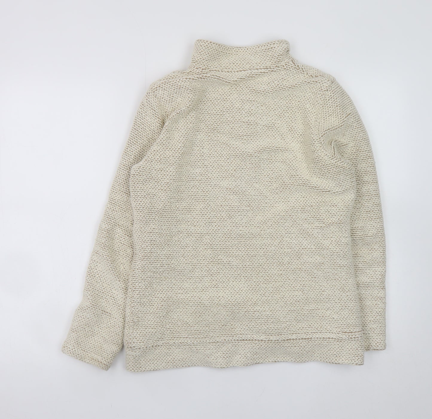 Weird Fish Women Beige Cotton Blend Full Zip Knit Jacket Size 12