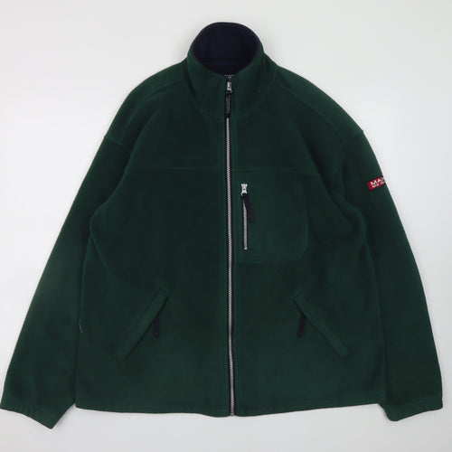 Maine New England Men Green Fleece Full Zip Jacket M Polyester