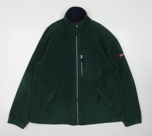 Maine New England Men Green Fleece Full Zip Jacket M Polyester