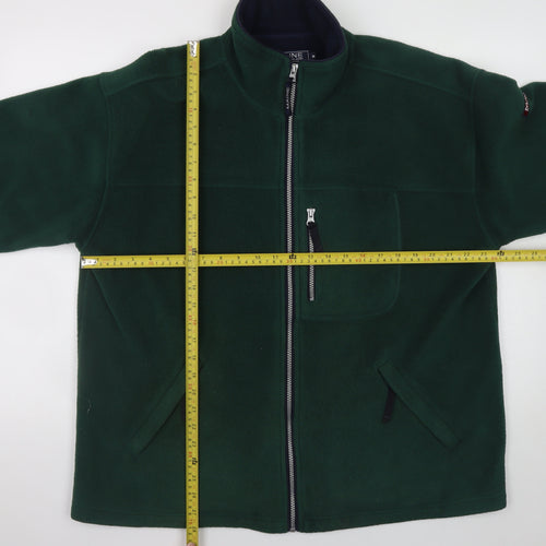 Maine New England Men Green Fleece Full Zip Jacket M Polyester