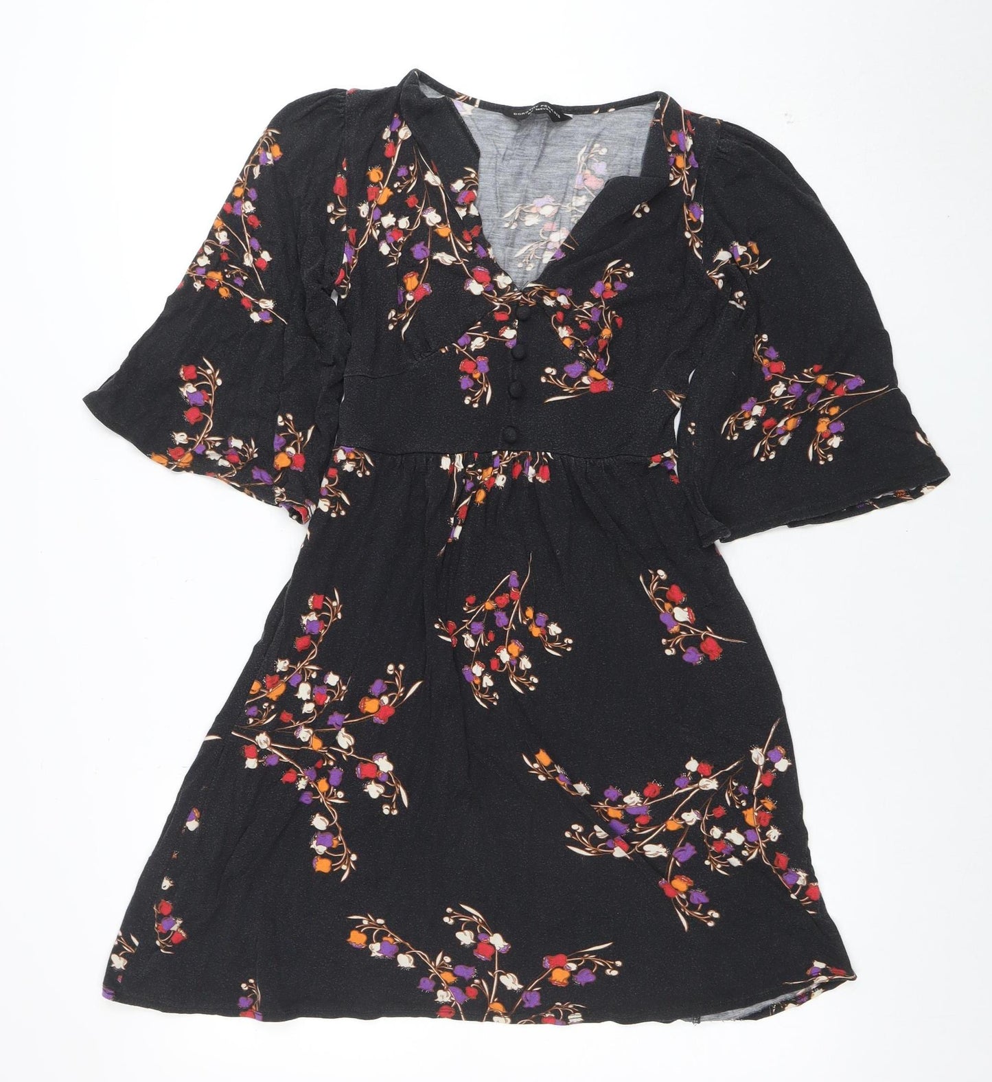 Dorothy Perkins Women's Black Floral Wrap Dress Size 10