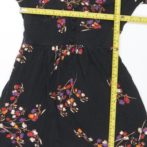 Dorothy Perkins Women's Black Floral Wrap Dress Size 10