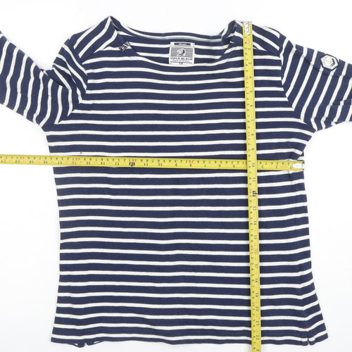 Voile Bleue Women's Blue Striped Long Sleeve Cotton Nautical Top M