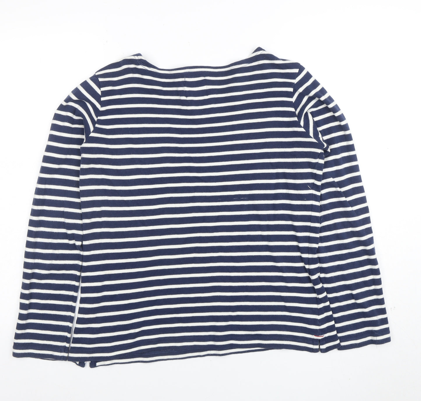 Voile Bleue Women's Blue Striped Long Sleeve Cotton Nautical Top M