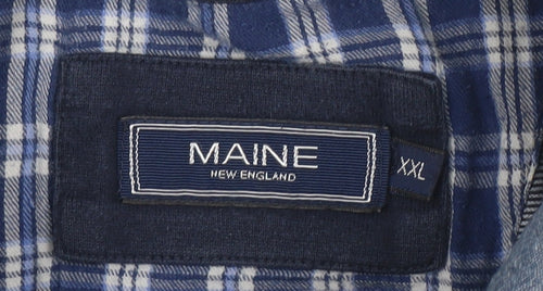 Maine New England Men's Blue Striped Long Sleeve Cotton Polo XXL