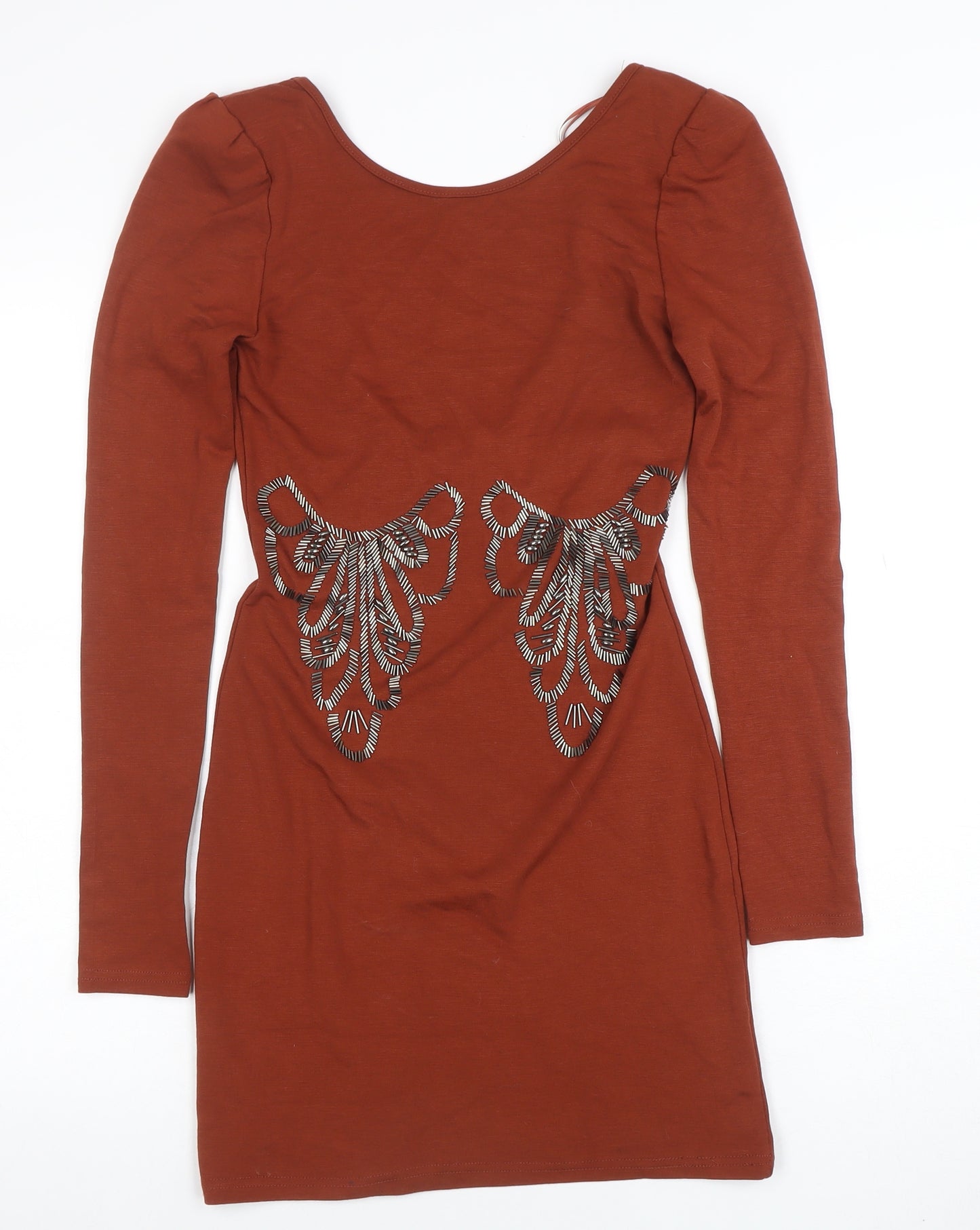 Goldie London Women's Brown Long Sleeve Bodycon Dress Size S