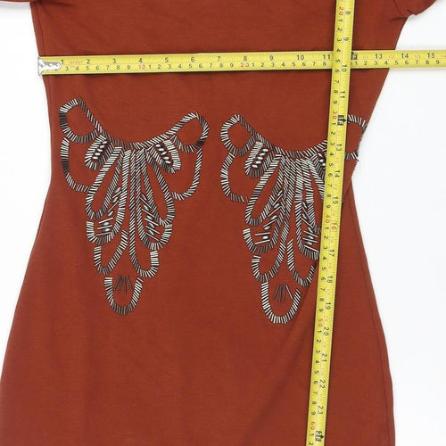 Goldie London Women's Brown Long Sleeve Bodycon Dress Size S