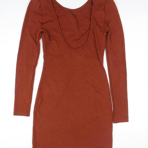 Goldie London Women's Brown Long Sleeve Bodycon Dress Size S