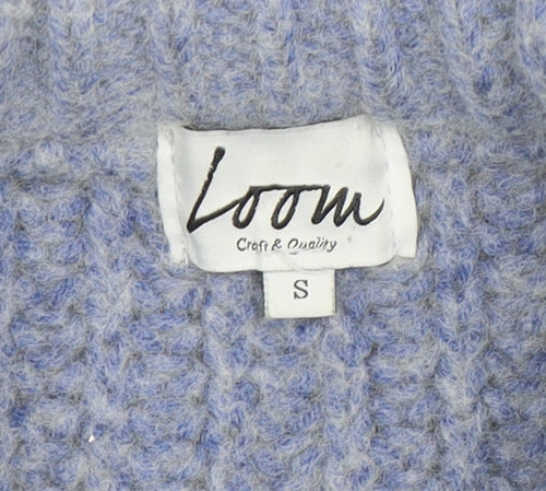 Loom Women's Blue Chunky Wool Blend Crew Neck Pullover Jumper S