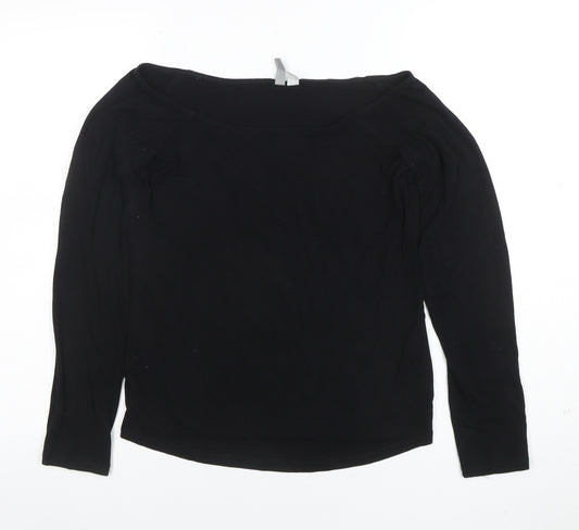 ASOS Women’s Black Boat Neck Long Sleeve Basic Jersey Top Size 14