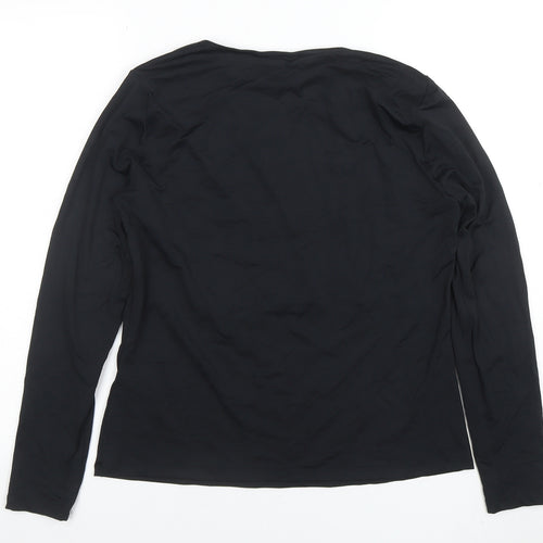 Marks and Spencer Womens Black Long Sleeve Cotton Stretch T-Shirt Size 16