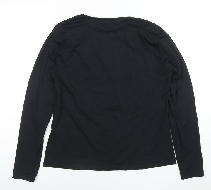 Marks and Spencer Womens Black Long Sleeve Cotton Stretch T-Shirt Size 16