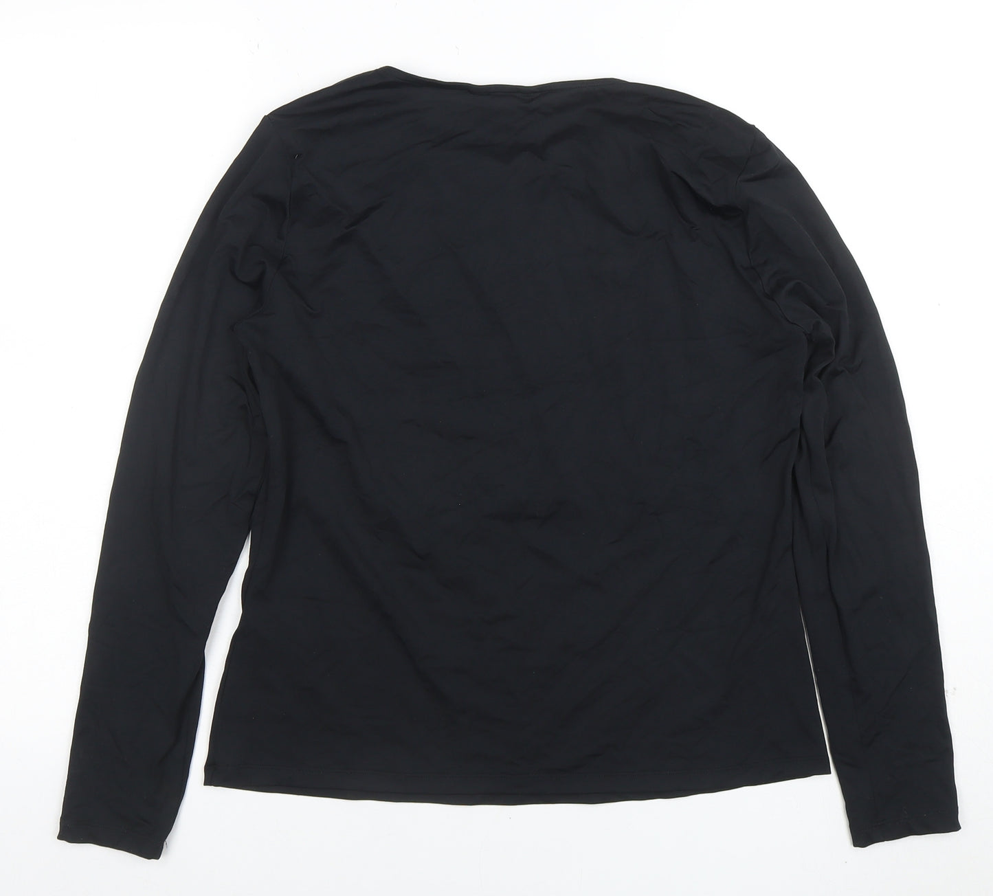 Marks and Spencer Womens Black Long Sleeve Cotton Stretch T-Shirt Size 16