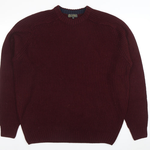 R.G. Field Men's Red Acrylic Knit XL Crew Neck Jumper