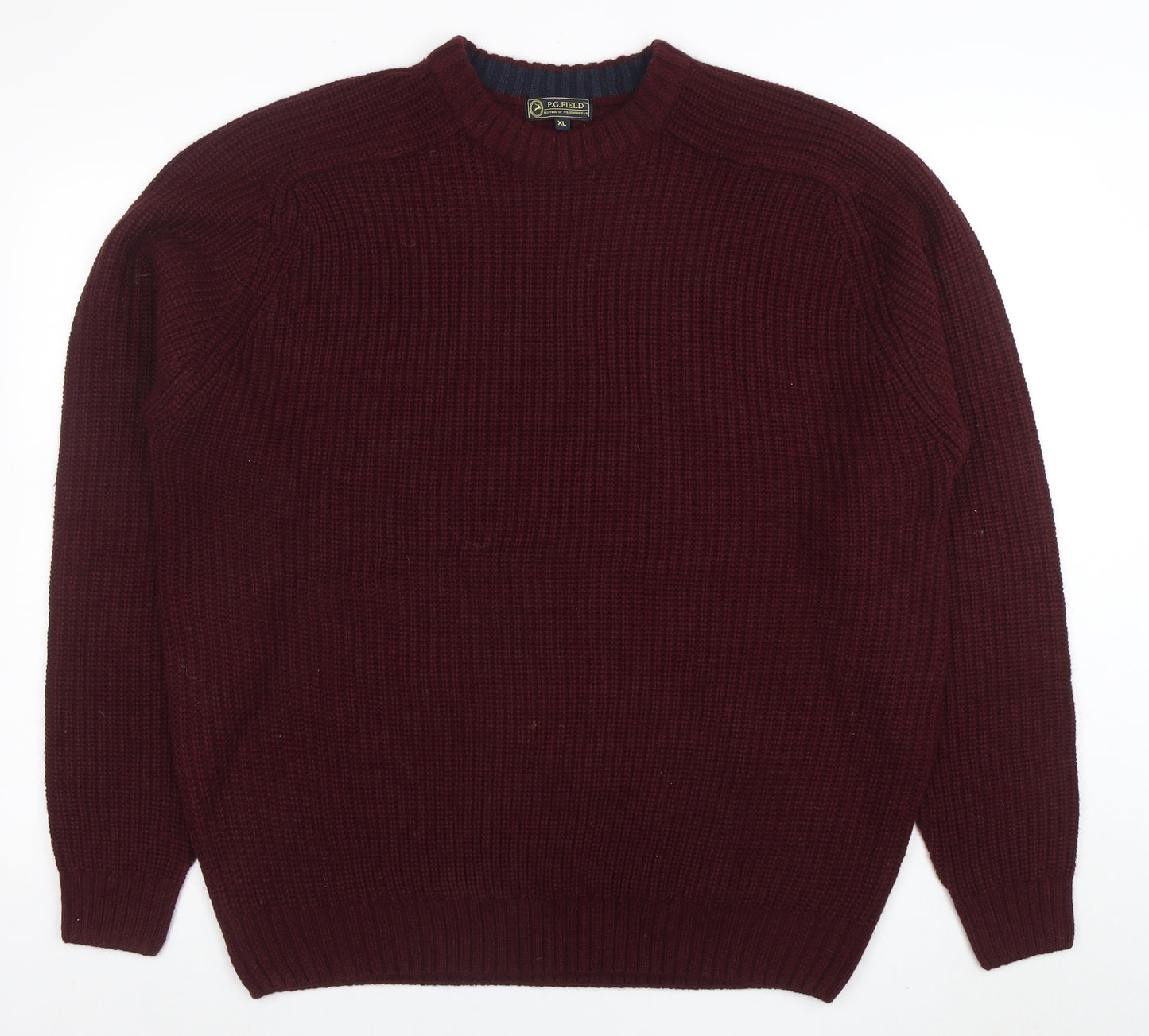 R.G. Field Men's Red Acrylic Knit XL Crew Neck Jumper