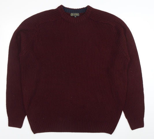 R.G. Field Men's Red Acrylic Knit XL Crew Neck Jumper