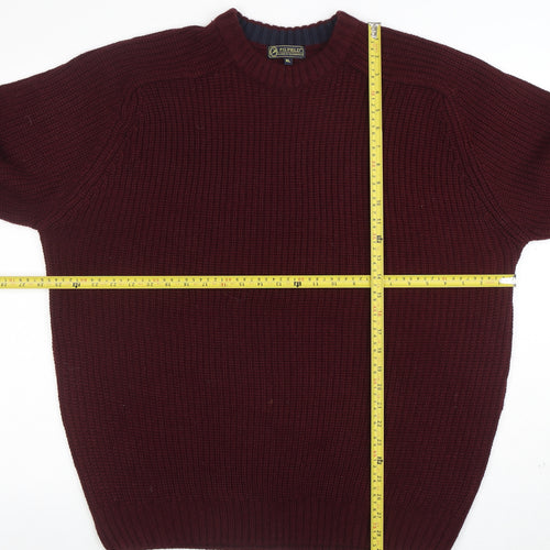 R.G. Field Men's Red Acrylic Knit XL Crew Neck Jumper