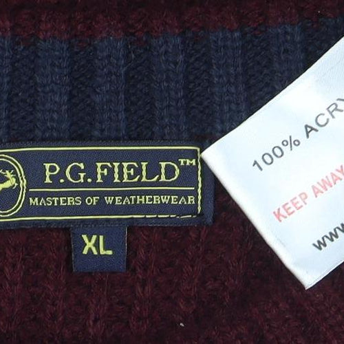 R.G. Field Men's Red Acrylic Knit XL Crew Neck Jumper