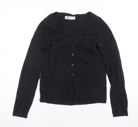 Hollister Women's Black V-Neck Cotton Cardigan Size S
