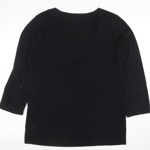 INC International Concepts Womens Black Sequin Scoop Neck 3/4 Sleeve Top XL
