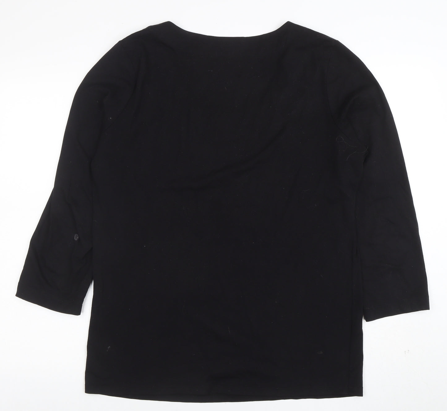 INC International Concepts Womens Black Sequin Scoop Neck 3/4 Sleeve Top XL