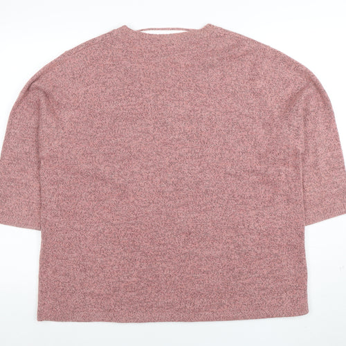 Damart Women’s Pink Embroidered V-Neck 3/4 Sleeve Knit Jumper XL