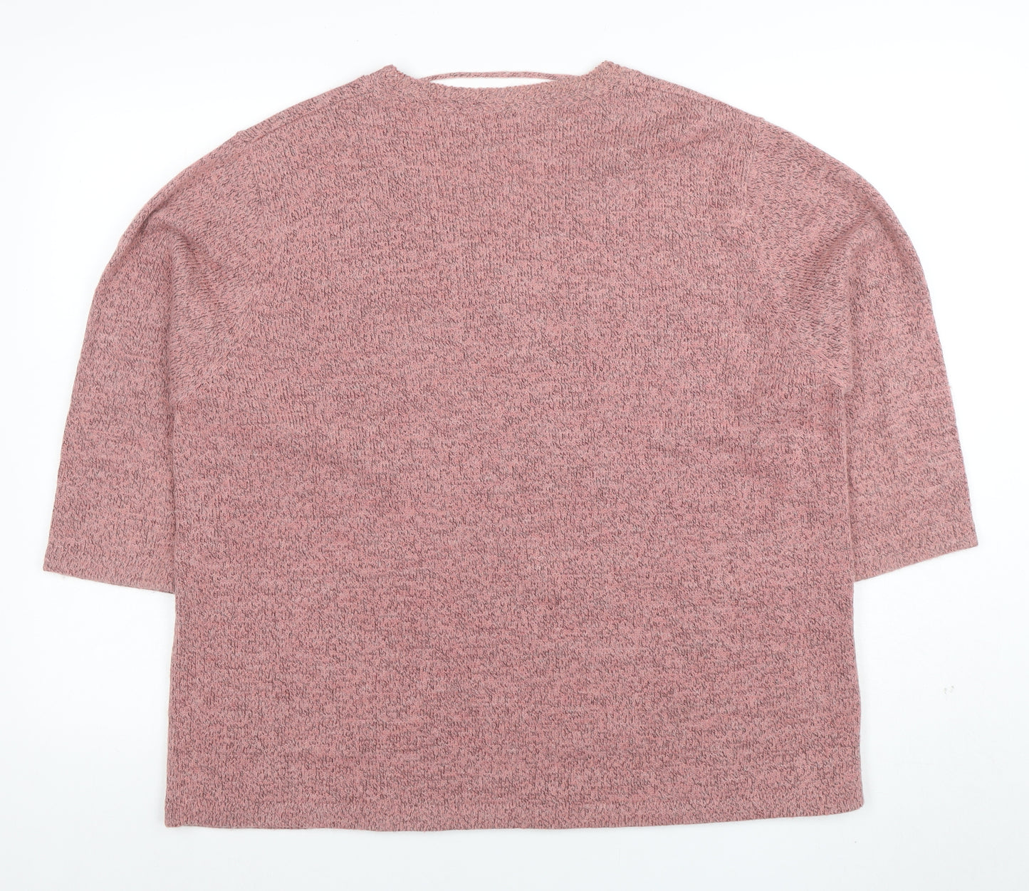 Damart Women’s Pink Embroidered V-Neck 3/4 Sleeve Knit Jumper XL