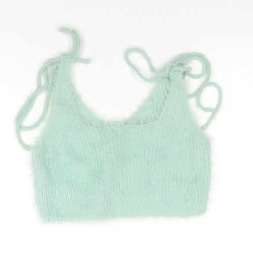 Zara Women's Green Knit Fuzzy Camisole Tank Top M