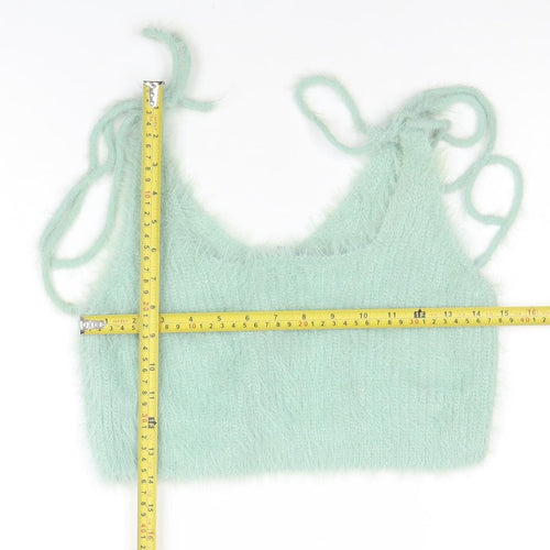 Zara Women's Green Knit Fuzzy Camisole Tank Top M