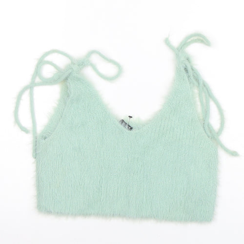 Zara Women's Green Knit Fuzzy Camisole Tank Top M
