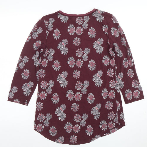 Lands' End Women's Red Floral 3/4 Sleeve V-Neck Tunic Top Size S