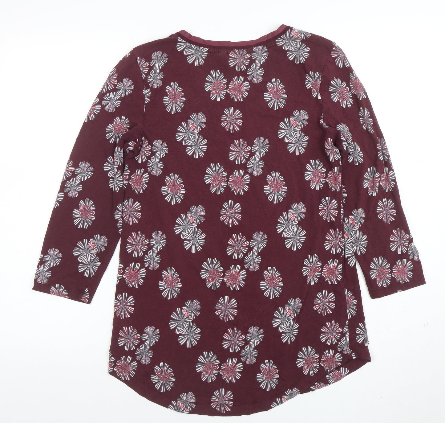 Lands' End Women's Red Floral 3/4 Sleeve V-Neck Tunic Top Size S