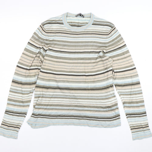 Jaeger Women's Multicoloured Striped Cotton Jumper Size M