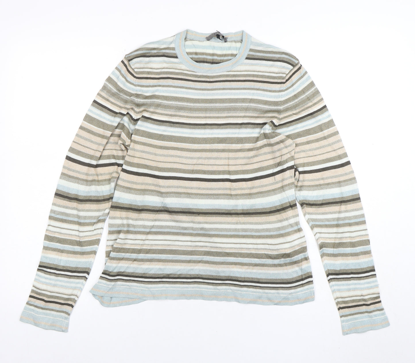 Jaeger Women's Multicoloured Striped Cotton Jumper Size M
