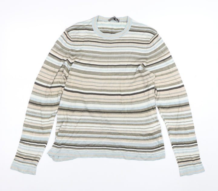 Jaeger Women's Multicoloured Striped Cotton Jumper Size M