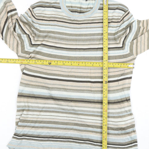 Jaeger Women's Multicoloured Striped Cotton Jumper Size M
