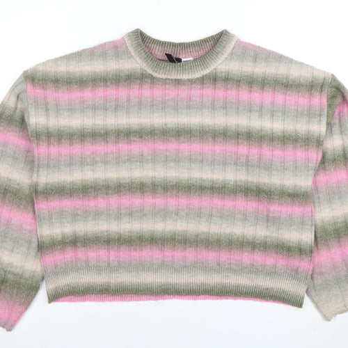 Divided by H&M Women's Multicoloured Striped Crew Neck Jumper Size 12