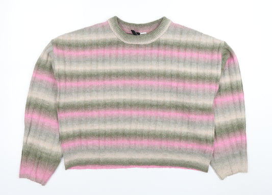 Divided by H&M Women's Multicoloured Striped Crew Neck Jumper Size 12
