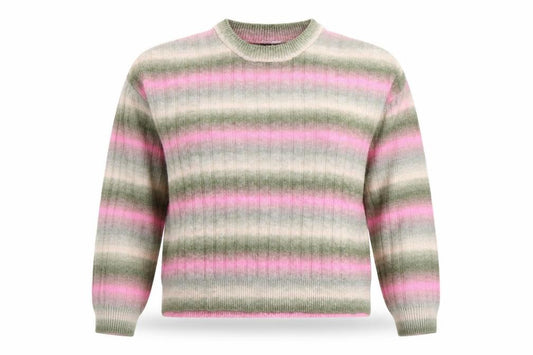 Front view of Divided by H&M Women's Multicoloured Striped Crew Neck Jumper, size 12