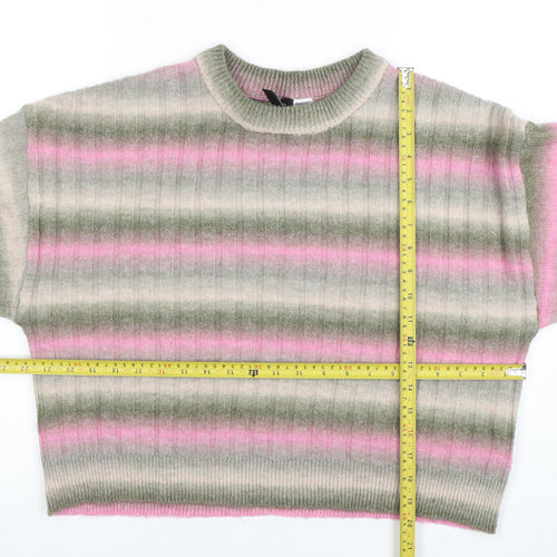 Divided by H&M Women's Multicoloured Striped Crew Neck Jumper Size 12
