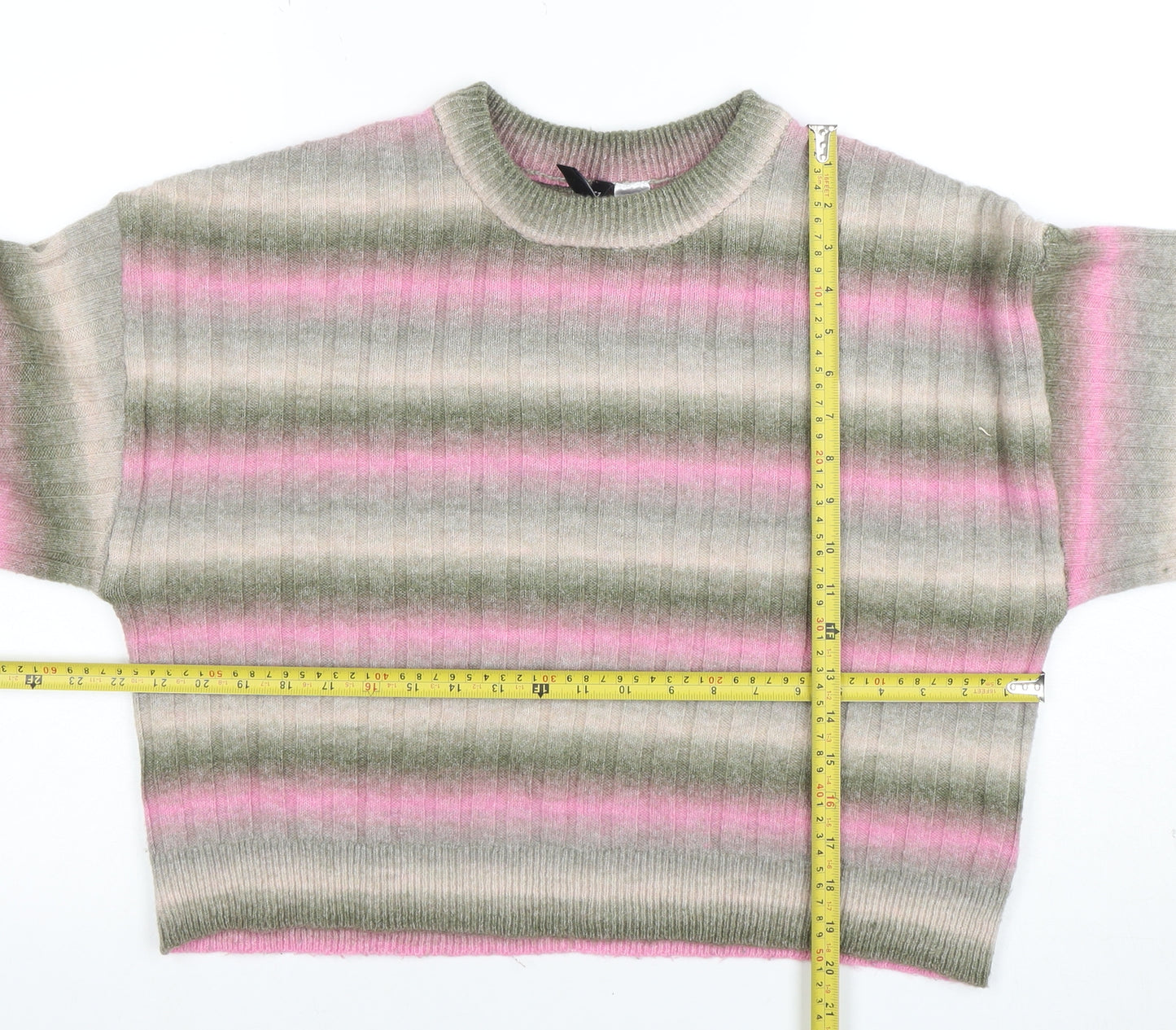 Divided by H&M Women's Multicoloured Striped Crew Neck Jumper Size 12