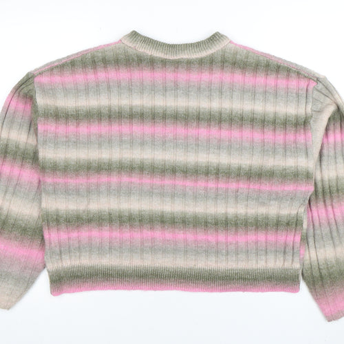 Divided by H&M Women's Multicoloured Striped Crew Neck Jumper Size 12