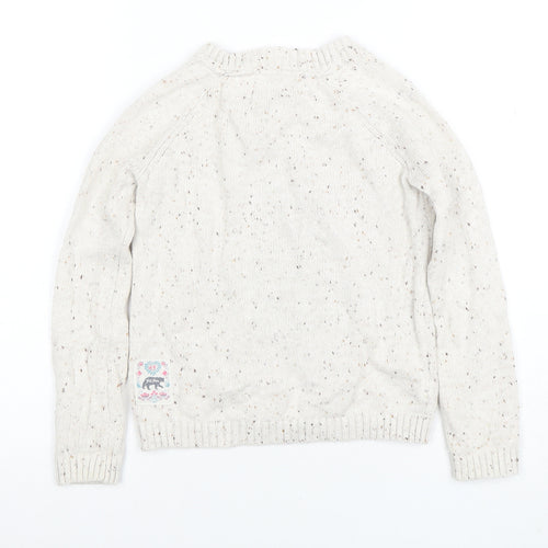 FatFace Boys Beige Penguin Crew Neck Cotton Jumper 6-7 Years Winter Knit