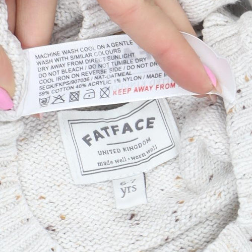 FatFace Boys Beige Penguin Crew Neck Cotton Jumper 6-7 Years Winter Knit