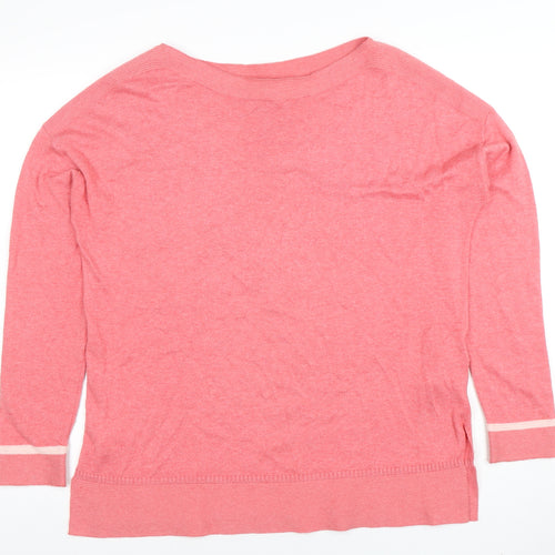 Joules Women's Pink Boat Neck 3/4 Sleeve Cotton Blend Jumper Size 12