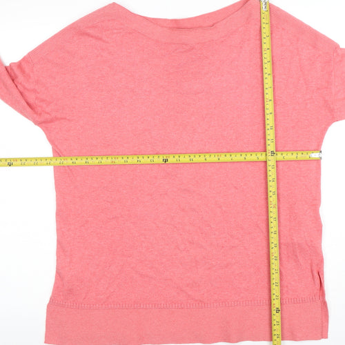 Joules Women's Pink Boat Neck 3/4 Sleeve Cotton Blend Jumper Size 12