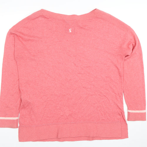 Joules Women's Pink Boat Neck 3/4 Sleeve Cotton Blend Jumper Size 12