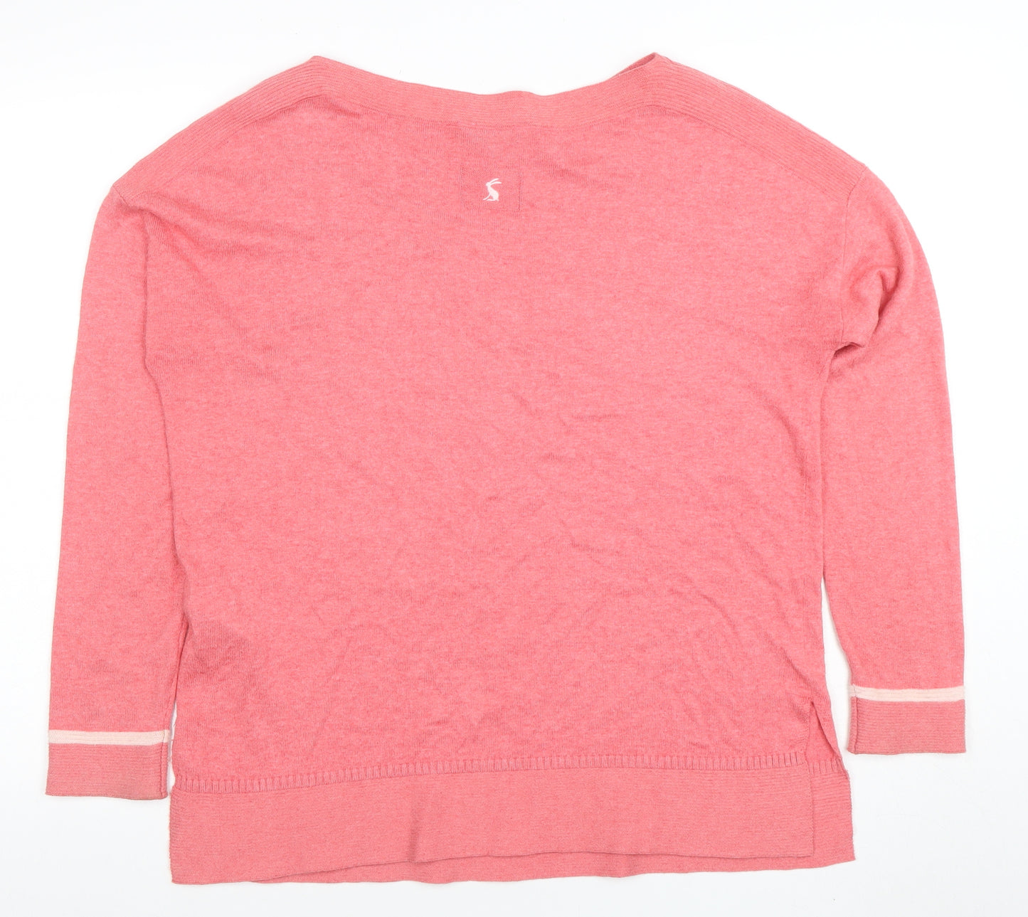 Joules Women's Pink Boat Neck 3/4 Sleeve Cotton Blend Jumper Size 12